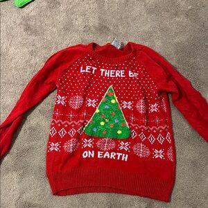Red Christmas Sweater with Tree Design